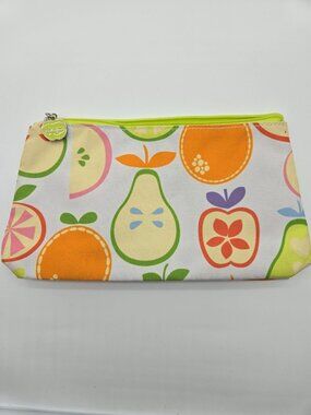 Clinique Fruit Pear Apple Orange Makeup Travel Wristlet Bag